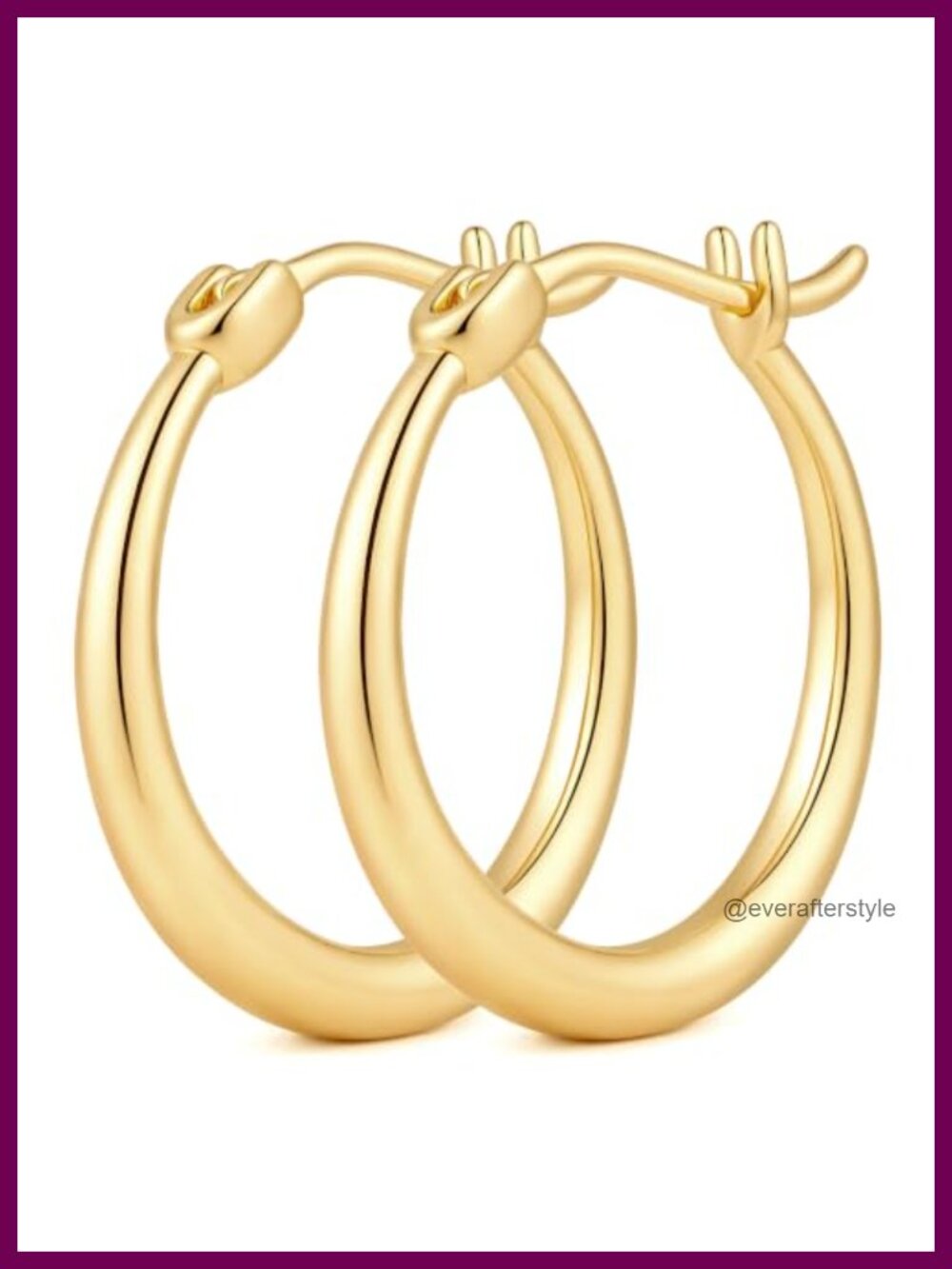 14K Gold Plated Hoop Earrings Women Chunky Tapered 20mm 25mm